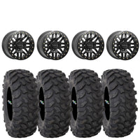 Raceline Ryno Beadlock Wheels + System 3 XTR370 Tires (Mounted Kit) – Matte Black | Fits UTVs with 4x137 Bolt Pattern