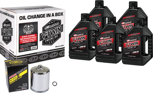 MAXIMA V Twin Quick Change Kit Syn M8 Chrome Filter 90-129015PC