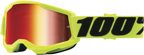 100-PERCENT Strata 2 Junior Goggle - Fluo Yellow Mirror Red Lens