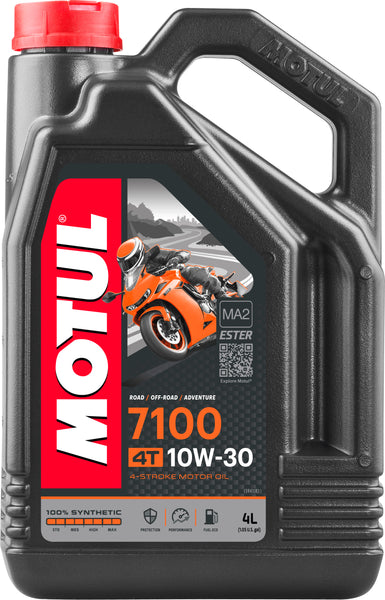 MOTUL 104090 7100 4T 10W30 Synthetic Motorcycle Oil - 4 Liters (4/Case)