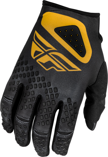 FLY RACING Kinetic Center Gloves Black/Gold Large - Lightweight Protective Race Gloves