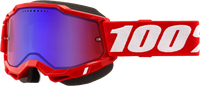 100% Accuri 2 Snowmobile Goggle Neon Red with Red/Blue Lens - Part Number 50022-00005