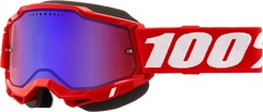 100% Accuri 2 Snowmobile Goggle Neon Red with Red/Blue Lens - Part Number 50022-00005