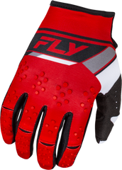 FLY RACING Youth Kinetic Prix Gloves Red/Grey/White 377-412YM