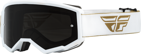 FLY RACING Youth Zone Goggle Gold/White with Dark Smoke/Smoke Lens - Part 37-51723