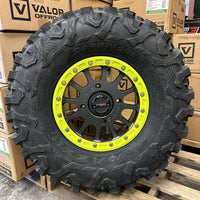 System 3 SB5 Lime Squeeze Beadlocks on Maxxis Carnivores – Mounted UTV Kit