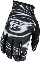 FLY RACING Youth Lite Warped Gloves Black/White - Part Number 377-744YL