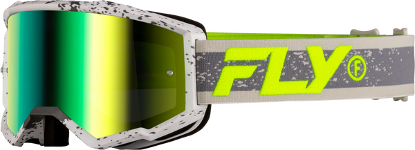 FLY RACING Zone Goggle Dark Grey/Hi Vis with Iridescent Green Mirror Lens - Part Number 37-51526