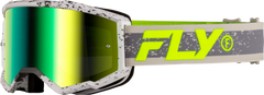 FLY RACING Zone Goggle Dark Grey/Hi Vis with Iridescent Green Mirror Lens - Part Number 37-51526