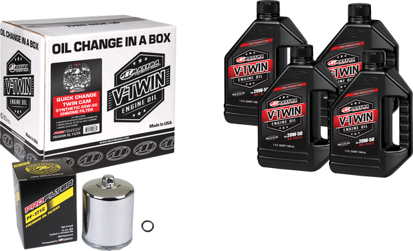 Maxima 90-119014PC V Twin Quick Change Kit with Chrome Filter