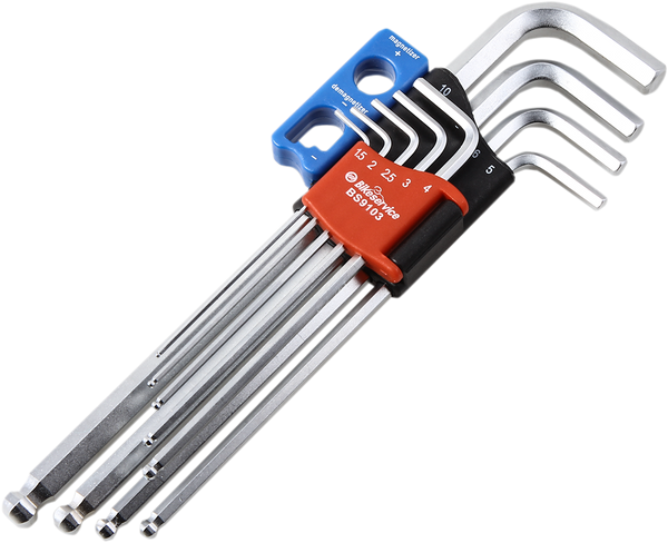 BIKESERVICE Magnetic Ball Point Hex Key Set - 9-Piece BS9103