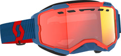 SCOTT Fury Snowcross LS Goggle - Dark Blue/Neon Red with Red Chrome Lens