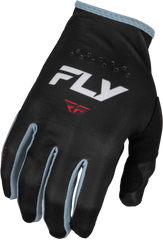 FLY RACING Lite Gloves Black/White/Red XS - Ultra-Lightweight Race Gloves