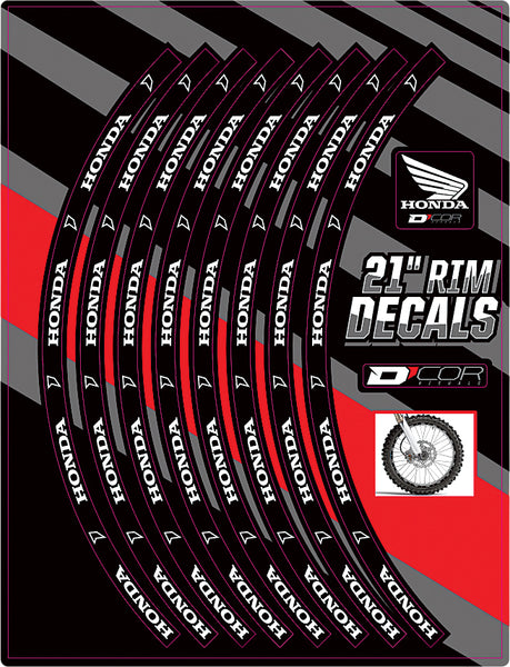 D-COR 40-80-200 Rim Decals 21" Honda Logo Front