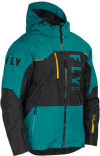 FLY RACING Carbon Jacket Black/Teal/Orange 470-52032X - Weatherproof and Durable