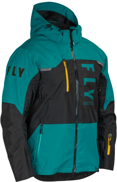 FLY RACING Carbon Jacket Black/Teal/Orange 470-52032X - Weatherproof and Durable