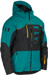 FLY RACING Carbon Jacket Black/Teal/Orange 470-52032X - Weatherproof and Durable