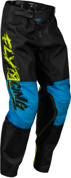 Youth Kinetic Khaos Pants Hi Vis/Black/Cyan Sz 26