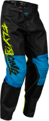 Youth Kinetic Khaos Pants Hi Vis/Black/Cyan Sz 26