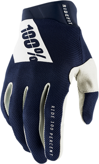 100% Ridefit Gloves Navy/White XL - Durable Neoprene Cuff and Enhanced Grip