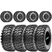 VALOR OFFROAD DARK TINT V08 BEADLOCKS ON MAXXIS RAMPAGE TIRES