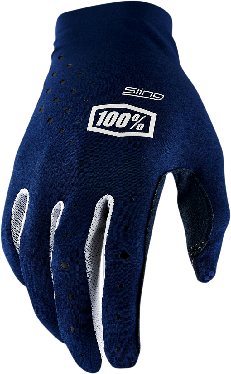 100% Sling MX Gloves Navy XL - Lightweight Breathable Motocross Gloves with Tech-Thread Connectivity