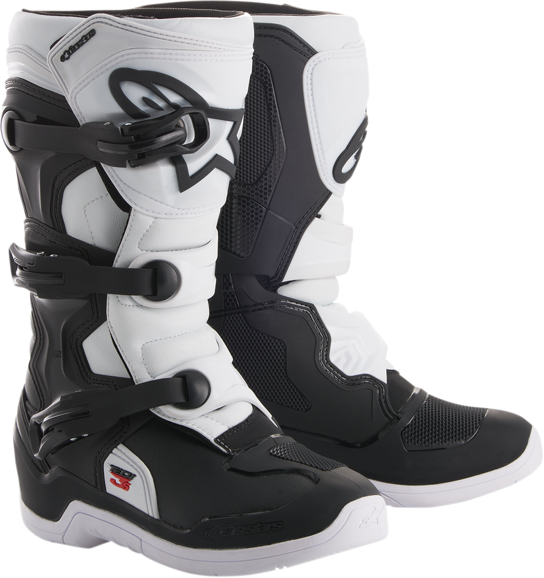 Alpinestars Tech 3S Boots - Black/White for Junior Riders, US Size 6 - Part Number 2014018-12-6