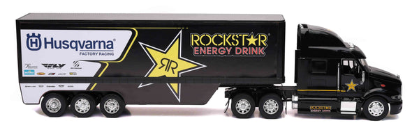 NEW-RAY 10963 1:32 Scale Rockstar Husqvarna Racing Transporter Rig