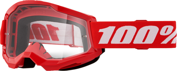 100-PERCENT Strata 2 Junior Goggle with Red Clear Lens - Part Number 50031-00012