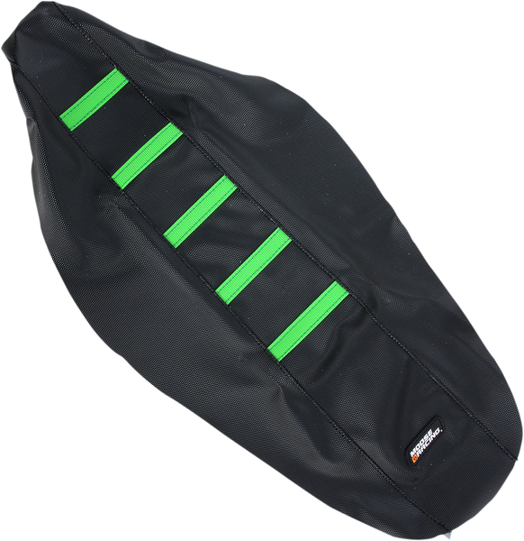 MOOSE RACING Ribbed Seat Cover - Black with Green Ribs - Part KXF45012-334RT for Kawasaki KXF450