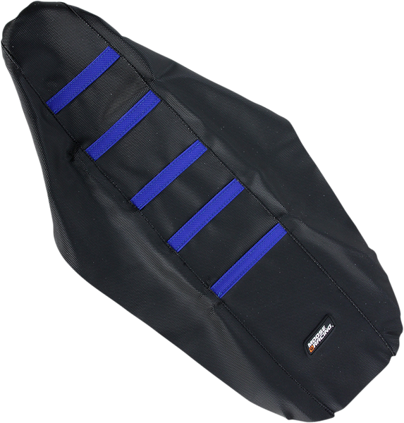 MOOSE RACING Ribbed Seat Cover - Black with Blue Ribs - Part Number YZF25003-332RT for Yamaha YZF250