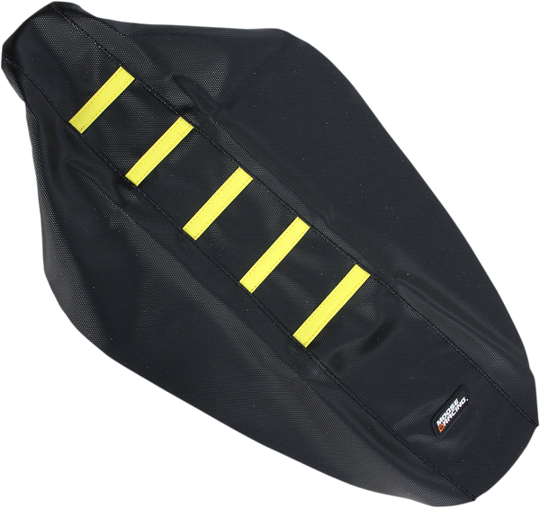 MOOSE RACING Ribbed Seat Cover - Black with Yellow Ribs - Part RMZ45008-331RT for Suzuki RM-Z450