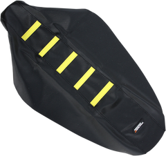 MOOSE RACING Ribbed Seat Cover - Black with Yellow Ribs - Part RMZ45008-331RT for Suzuki RM-Z450