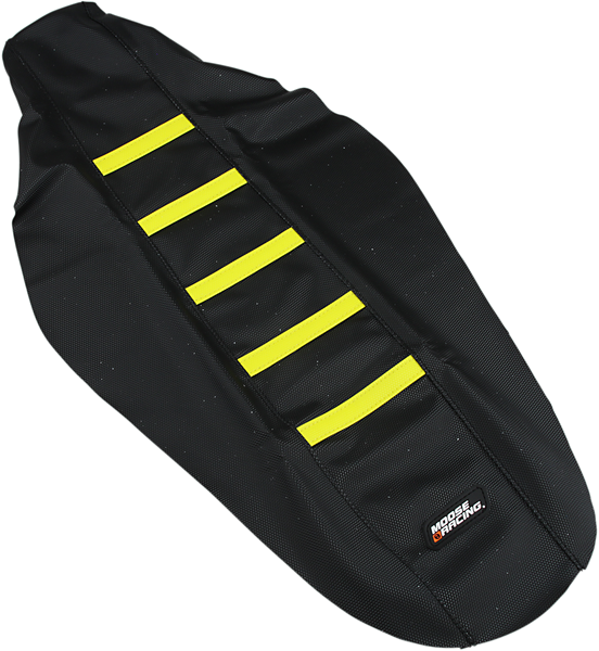 MOOSE RACING Ribbed Seat Cover - Black with Yellow Ribs - Part RMZ45018-335 for Suzuki RMZ450