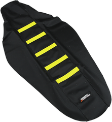 MOOSE RACING Ribbed Seat Cover - Black with Yellow Ribs - Part RMZ45018-335 for Suzuki RMZ450