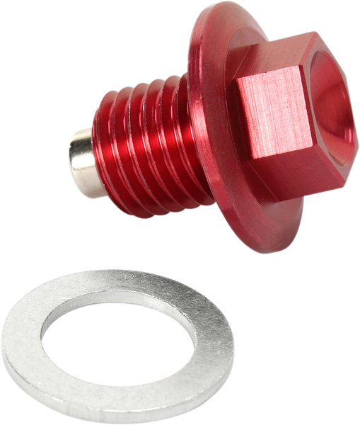 MOOSE RACING Magnetic Drain Plug - Red - Honda | Kawasaki | Suzuki | Yamaha DP107-3