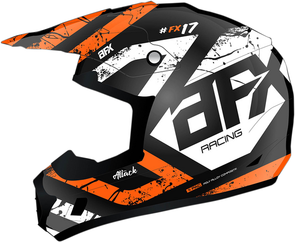 AFX FX-17 Helmet - Attack - Matte Black/Orange - XS - Part Number 0110-7154