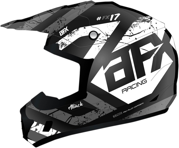 AFX FX-17 Helmet - Attack - Matte Black/Silver - XS 0110-7142