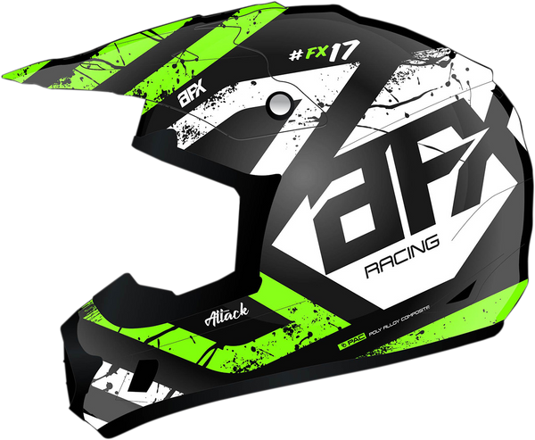 AFX FX-17 Helmet - Attack - Matte Black/Green - XS - Part Number 0110-7178