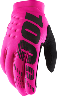 100% Brisker Gloves - Neon Pink, Medium | Insulated Soft-Shell Hand Protection with Grip and Reflective Features