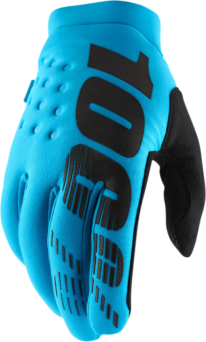 100% Brisker Gloves - Turquoise, Medium - Insulated Soft-Shell with Grip and Reflective Features