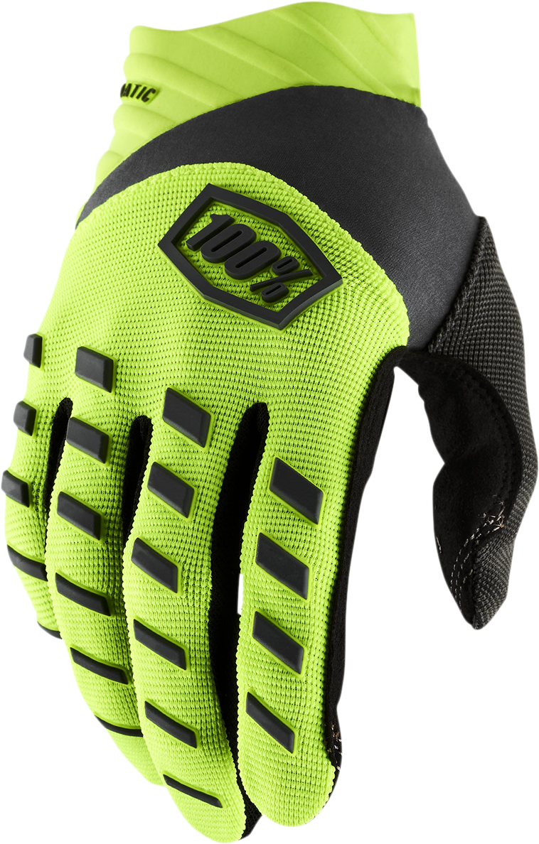 100% Youth Airmatic Gloves - Fluo Yellow/Black, Large (Part Number 10001-00006)
