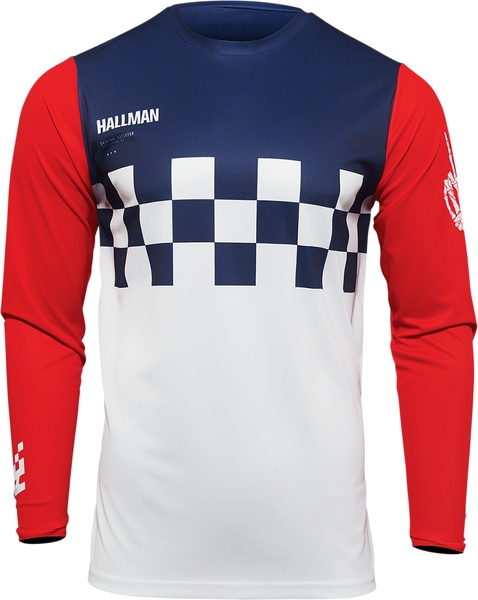 THOR Hallman Differ Cheq Jersey - White/Red/Blue - Small - Part Number 2910-6577