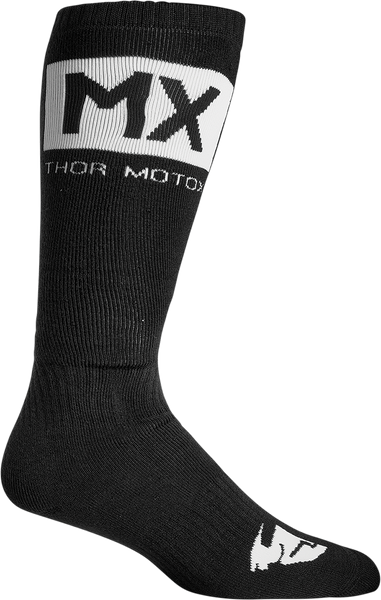 THOR Youth MX Solid Socks - Black/White - Size 1-6 (Part Number 3431-0662)