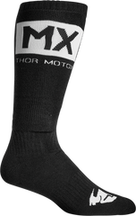 THOR Youth MX Solid Socks - Black/White - Size 1-6 (Part Number 3431-0662)