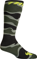 THOR Youth MX Camo Socks - Green/Acid - Size 1-6 - Part Number 3431-0660