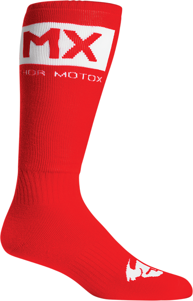 THOR Youth MX Solid Socks - Red/White - Size 1-6 (Part Number: 3431-0661)