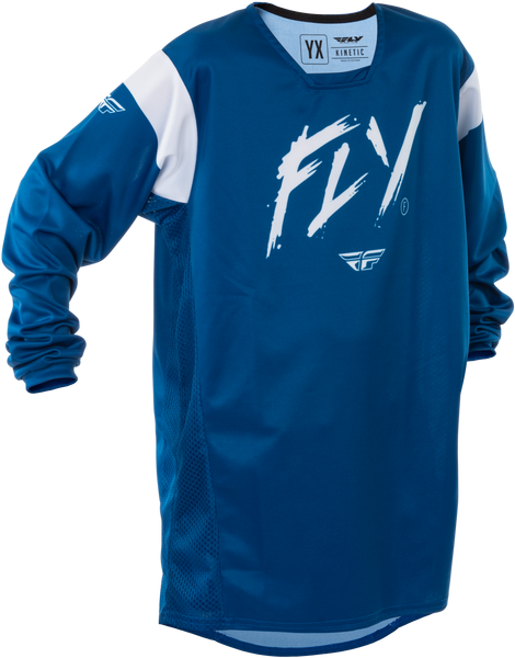 FLY RACING Youth Kinetic Stoke Jersey Navy/White Yxl - Performance Cycling Gear