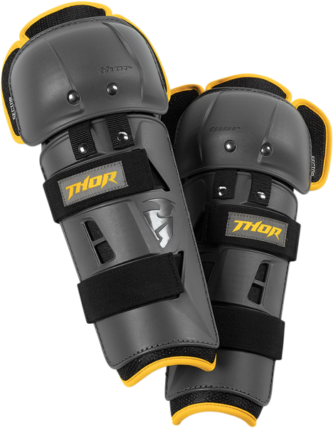 THOR Youth Sector GP Knee Guards - Charcoal/Yellow 2704-0430