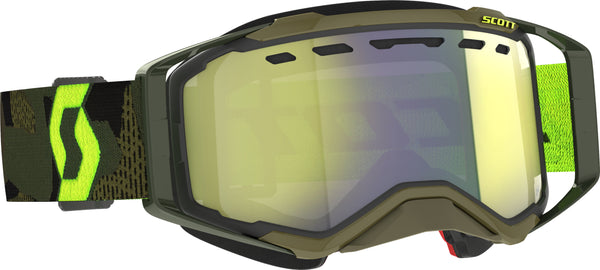 SCOTT Prospect Snowcross Goggle - Kaki Green/Neon Yellow Enhancer Chrome (Part No: 272846-7701335)